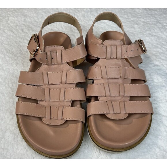 Anthropologie Sandals Womens EU 37 US 7 Fisherman Pink Buckle Shoe Boho Comfort - Picture 3 of 7